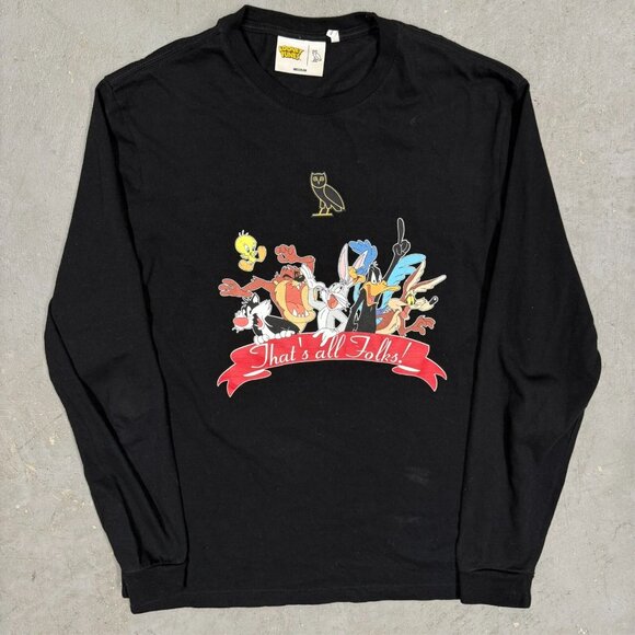Rare OvO x Looney Tunes Long Sleeve Shirt Black Drake Octbers Very Own Medium - Picture 2 of 7
